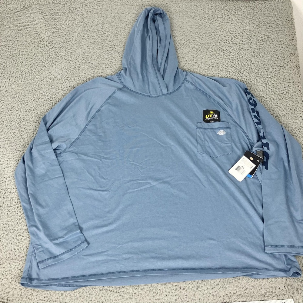 Dickies Hooded Shirt Mens 4XL Blue Long Sleeve Temp-iQ Cooling UV 40+ Top